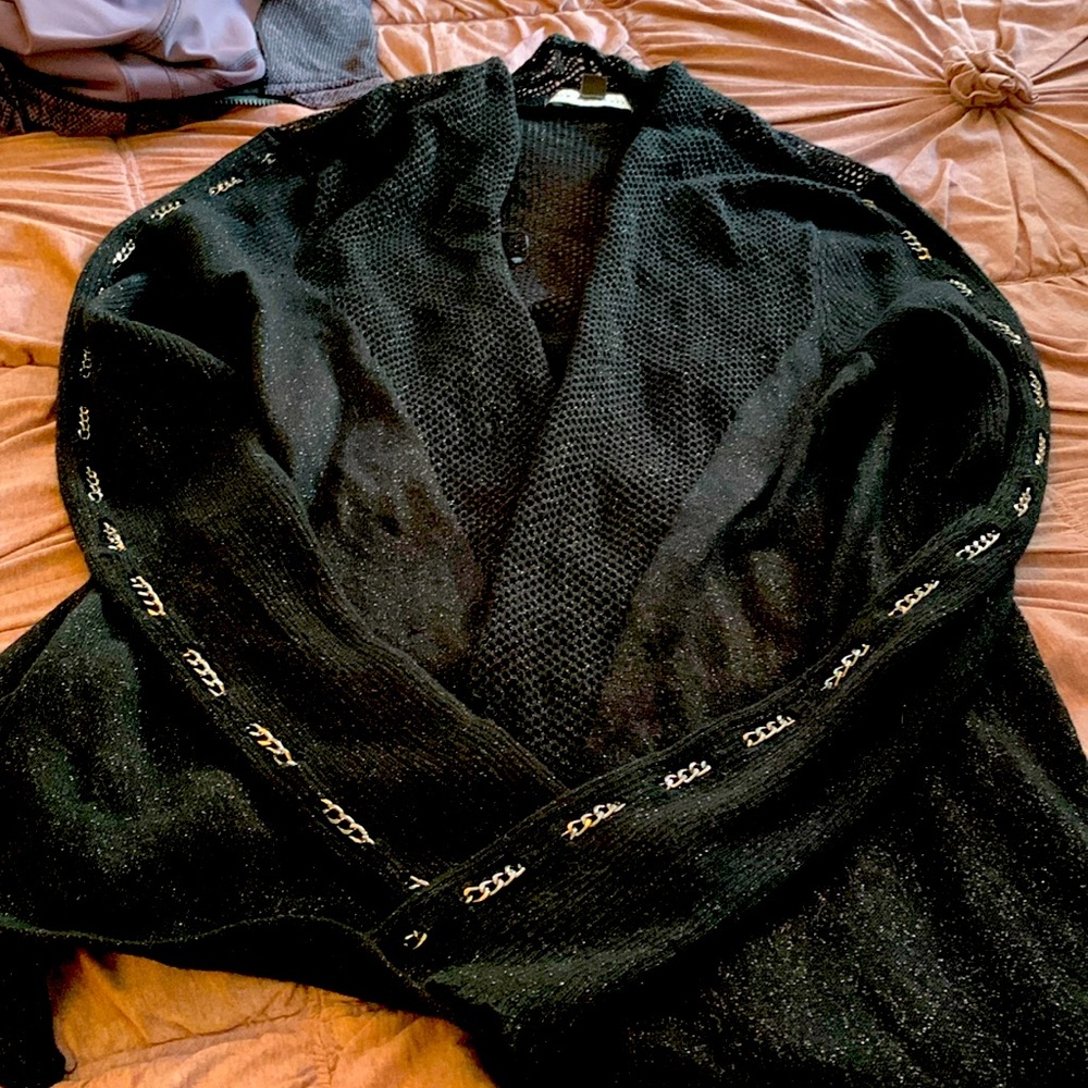 Rock& Republic chain link open cardigan with metallic. Worn 3x